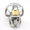 Male Chastity Device Belt Cock Cage Virginity Lock Penis Lock Stainless Steel Time Stop Delay Ejaculation Ring For Men Adults Y19070702