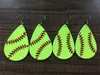 Mode- Nieuwe Trendy Softball Baseball Soccer Golf Lederen Teardrop Ronde Blad Statement Oorbellen Ronde Disc Lederen Drop Oorbellen