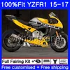 사출 바디 YAMAHA 용 옐로우 블랙 핫 YZF-1000 YZFR1 2015 2016 2017 243HM.35 YZF R 1 1000 YZF-R1 YZF1000 YZF R1 15 16 17 페어링 키트