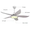 Noordse LED -ventilatorlamp Home Dining Room Moderne eenvoudige fan Kroonluchter 48inch plafondventilatoren met dimmende licht in wit 220V