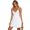 Neue Sommerkleid Frauen sexy Riemchen Spitze weiße Mini Kleider weibliche Damen Beach gegen Nackenparty Sunddress schwarz gelb rosa große Größe 9756763