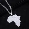 ヒップホップジュエリーアフリカ地図ペンダントネックレスカラーゴールドジュエリー女性男性アフリカ地図ジュエリーギフトメンズネックレス