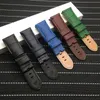 24mm svart Italien äkta läder bambu klockband för panerai rem pam441 armband fjäril spänne klocka band gratis verktyg