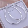 Plated sterling silver large Elliptical faceted prismatic earrings DASE293 size 5.4X4.0CM;women's 925 silver plate Hoop & Huggie earring