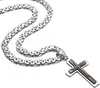 Ny högkvalitativ silverkorsspendant halsband kedja rostfritt stål byzantinska armband sätter man mode smycken