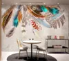 Papel de Paredeカスタム壁紙3D写真の壁画レトロアメリカンファッションカラーフェザーテクスチャアート寝室の背景の壁紙1