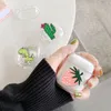 Transparent Earphone Cases For Apple AirPods 2 Charging Box Cute Cartoon Cactus Girl Hard PC Crystal Cover Bag For Airpods Cases