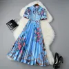 European and American women's wear 2020 summer new style Short sleeve lace Mosaic chain printing fashion Pleated dress