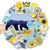 100pcs/Set Outdoors Sun Yellow Blue Aesthetic Sticker Pack Vinyl Waterproof Trendy Water Bottle Laptop Stickers Decal Graffiti Patches