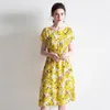 2020 Silk Klänning 100 Mulberry Silk Loose Printing European And American High-end Waist-stramning kjol sommar