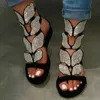 Sommar Gladiator Kvinnor Sandaler Plattform Flat Peep Toe Crystal 2020 Fashion Rom Party Kvinna Damskor Zapatos de Mujer