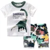 2019 Boys Clothes Summer Kids Baby Dinosaur T Shirt Camouflage Short Boy Outfit Sport Suit Children Clothing Set 3 4 5 6 7 Years9124396