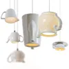 Nordic Ceramiczne LED Wisiorek Światła Nowoczesna Herbata Kubek Czajniczek Wiszący Lampa Jadalnia Kuchnia Home Decor Oprawy Oprawy Oświetlenie