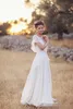 2019 Chic Bohomian Wedding Dresses Short Sleeves Chiffon V Neck Lace Appliqued Sweep Train Country Beach Wedding Brida Gown Plus Size