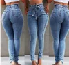 Mode-Women High Waist Jeans Fashion Designer Kvinna Tassels Long Pencil Byxor Jeans