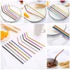 20 styles 304 stainless straws reusable beverage coffee milk straws curved rainbow colored metal straws T3I5691
