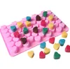 Moule à chocolat en forme de coeur en silicone Gummy Candy Maker Ice Tray Jelly Mould 55 Cavity Kitchen Dessert gâteau ustensiles de cuisson rose solide