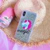 Cute cartoon Unicorn letter iquid quicksand mobile phone case cover for iphone X 7 7plus 8 8plus 6 6plus 6S TPU+PC