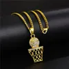 Sports Basketball Men Pendant Necklace Fashion Hip Hop Jewelry Personality Design Full Rhinestone 60cm Long Chains Punk Necklaces 7048880
