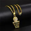 Sports Basketball Men Pendant Necklace Fashion Hip Hop Jewelry Personality Design Full Rhinestone 60cm Long Chains Punk Necklaces 4502504