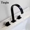 Basin Faucet Chrome/gold/black Deck Mounted Square Brass Faucet Bathroom Sink 3 Hole Double Handle Hot And Cold Water Tap