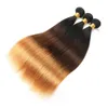 Extensions de cheveux humains péruviens 3 bundles droite 1b 4 30 ombre couleur trois tons doubles WEFTS 1B / 4/30