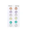 6 pair/Set Women's Shiny Resin Ear Stud with Round Bling Druzy Stone For Girls Cute Earrings Set 2019 Fashion Jewelry Gift
