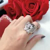 خواتم الخواتم النمر ، العلامة التجارية الكلاسيكية للحفلات الحفلات للنساء Rose Gold Gold Pattern Panther Wedding Luxurious Full Drilling Men R's R