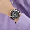 Oulm Brand Luxury Top Watches Men Dual Display Analog Digital Watch Manlig äkta läder Kalender Alarm Quartz Write Watch Man269s