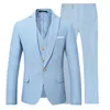 Przyjazd Sky Blue Linen Men garnitus Najnowszy projekt Slim Fit Stan