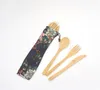 Juego de cubiertos de bambú ecológico Cuchillo Tenedor Cuchara 3PCS / SET Cubiertos portátiles con bolsa de tela Juego de vajilla para estudiantes Juego de vajilla de viaje DA325