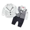 Set abbigliamento neonato Bebes vestiti per neonato Pagliaccetti Cappotto con cravatta Vestiti per bambini Gentiluomo