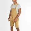 Mens Casual Retro Denim Bib Overall Shorts Pants Summer Autumn Solid Jeans Jumpsuit For Male Rompers Plus Size