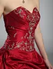 Винтажное бордовое бальное платье с вышивкой Платья Quinceanera Милая тафта с бисером империя талии Формальное вечернее платье Пикап юбка