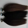 Tape i mänskliga hårförlängningar ren färg kinky raka 40 st coarse yaki osynliga starka limband maskin Remy hårförlängningar