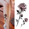 Noir grande fleur corps Art étanche temporaire Sexy cuisse tatouages Rose pour femme Flash tatouage autocollants 10*20CM