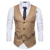 Erkekler Elbise 2019 Yeni Chalecos Para Hombre Moda Nakış Erkekler Suit Vest İş Casual Marka Yelek Gilet Elbise Yelek