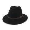 100% ull unisex män kvinnor solid färg fedora hattar med bältespänne bred brima jazz trilby hatt kvinnor klänningar chapeau kyrka hattar