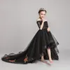 Flower Girl Dresses Children's evening wear princess dress girl black model catwalk drag tail little girl host piano performa250B