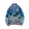 Autumn 2018 New Casual Coconut Tree Pattern Jeans Jacket Men