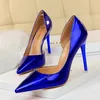 with box size 34 to 42 43 glossy patent PU pointed toe metal high heel designer pumps fashion luxury designer women shoes