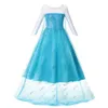 Clearance Princess Beadings Blue Dress Up Kläder Tjej med Long Cloak Pagant Ball Gown Kids Deluxe Fluffy Bead Halloween Party Costume By1