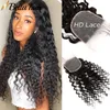 Indisk HD spetsst￤ngning Deep Wave Wavy Virgin Human Hair Top St￤ngningar Gratis del 4x4 Natural Color Bella Hair