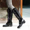 Западные ботинки заостренные носки зима теплые ковбойские ботинки женские коленные женские казаки ботас Мухер