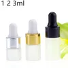 1000 sztuk / partia 1 ml 2 ml 3 ml Frosted Puste szklane szklane butelki kroplowe Mini Próbka Szklana Kroplówka Fiolka Z Szkła Eye Dropper LX2661