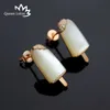 Whole- Fashion Stainless Steel Stud Earrings Vintage Jewelry For Women White Shell Turquoise Ice Cream Shape Brand Design199h