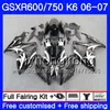 Bodys Für SUZUKI GSXR 750 600 GSXR-750 K6 GSXR750 2006 2007 296HM.45 GSX R600 R750 GSX-R600 06 07 GSXR600 06 07 Verkleidungssatz Werksschwarz