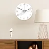 Horloge murale suspendue en acrylique, Grain de marbre blanc, impression UV, ronde, décorative, sans batterie, pour magasin, bureau, maison, 1 pièce