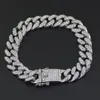 12mm hommes Miami cubain lien chaînes or argent diamant glacé Hip Hop CZ Bracelet hommes simulé Bling strass Bracelets