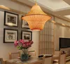 Bambu korgar rotting hatt bur skugga hänge ljus fixtur rustik asiatisk japansk hängande lampa plafon dinning bordsstudie rum myy